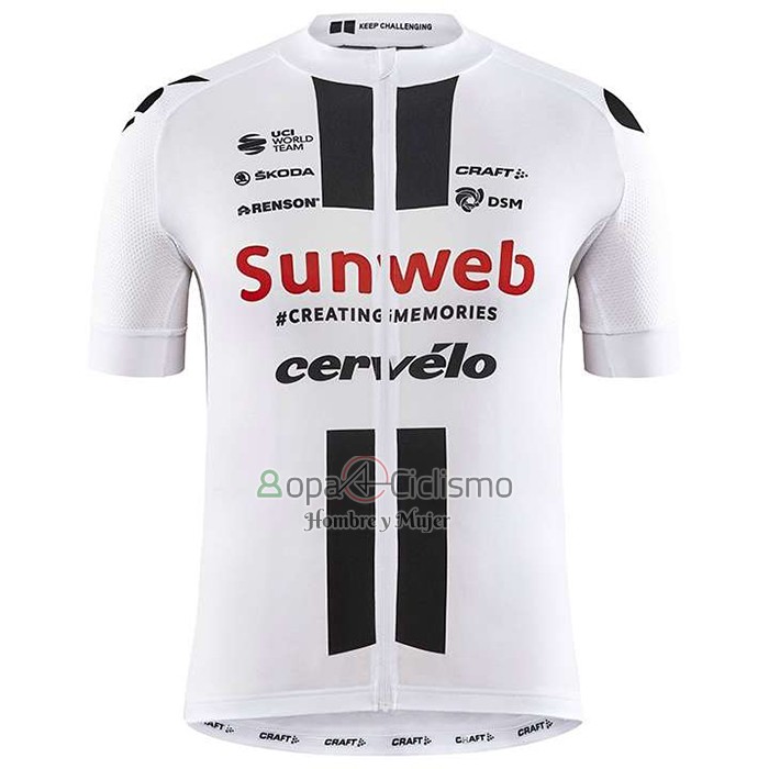 Sunweb Ropa Ciclismo Culotte Corto 2020 Mangas Cortas Blanco